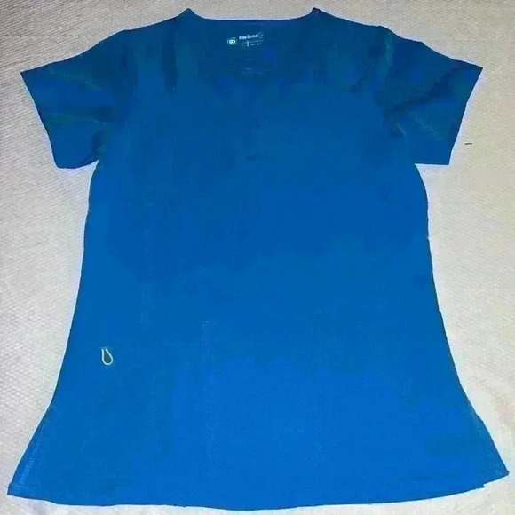 WONDERWINK TOP WOMEN'S NURSING SCRUB BLUE SMALL Four-Stretch 4 sku052 - Picture 1 of 5